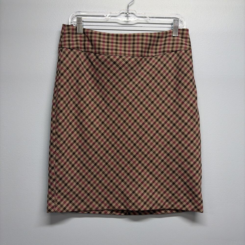 Limited - Women’s Brown/Pink Plaid Lined Skirt - Size 8